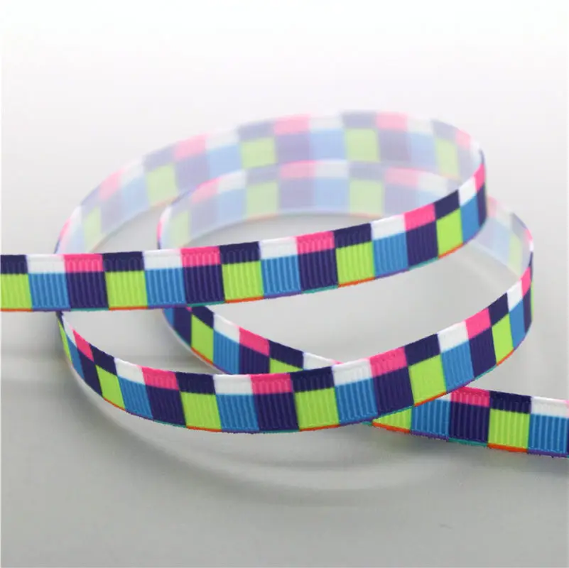 DHK 3/8 'ཆ ярдов цвета полоса плед печатных Grosgrain ленточный аксессуар бант для