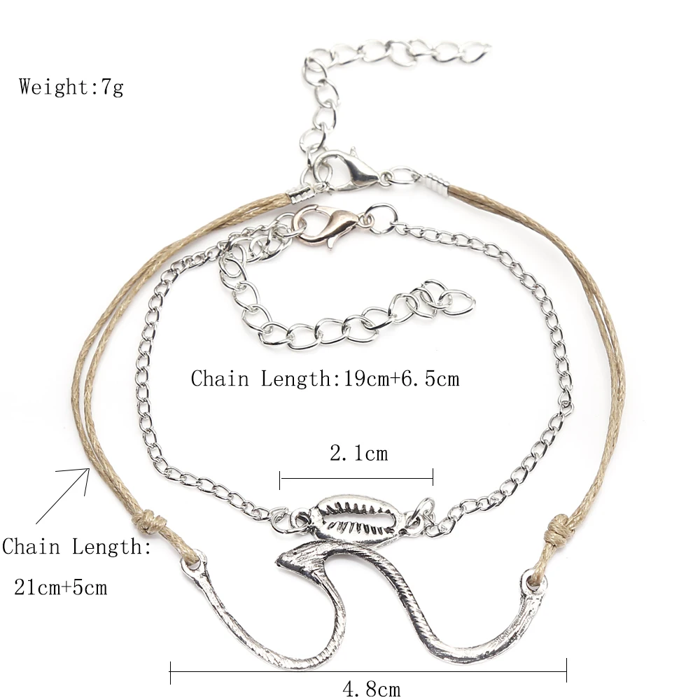 XIYANIKE Boho Shell Dolphin Rope Anklets Summer Ocean For Women Double Layer Ankle Bracelet Dress Sandals Beach Accessories | Украшения и