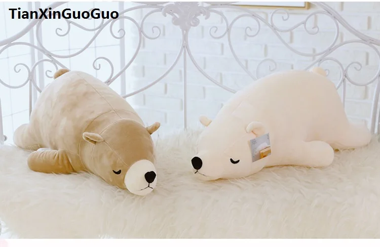 

about 50cm cartoon prone polar bear plush toy lovely bear soft throw pillow Valentine's Day gift w2589
