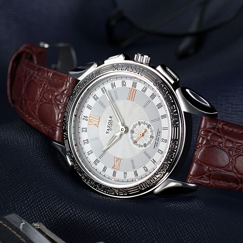Мужские кварцевые наручные часы Yazole роскошные деловые известного бренда