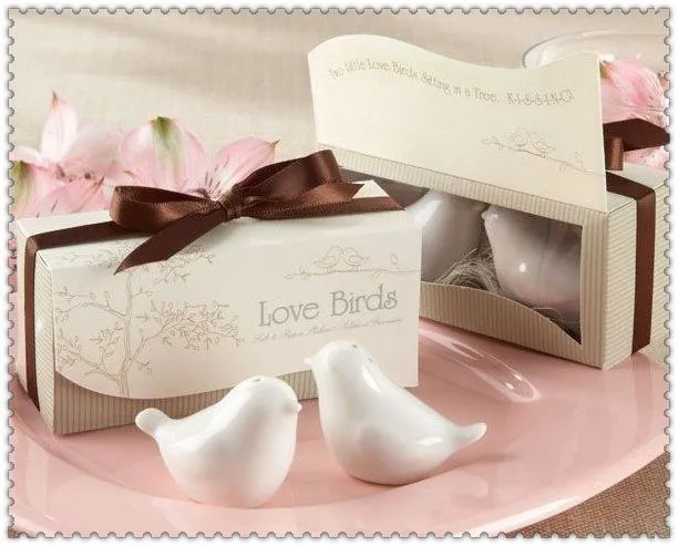 

Nice 150sets=300pcs Popular Wedding Favor Love Birds Salt And Pepper Shaker Party Favors For Party Gift
