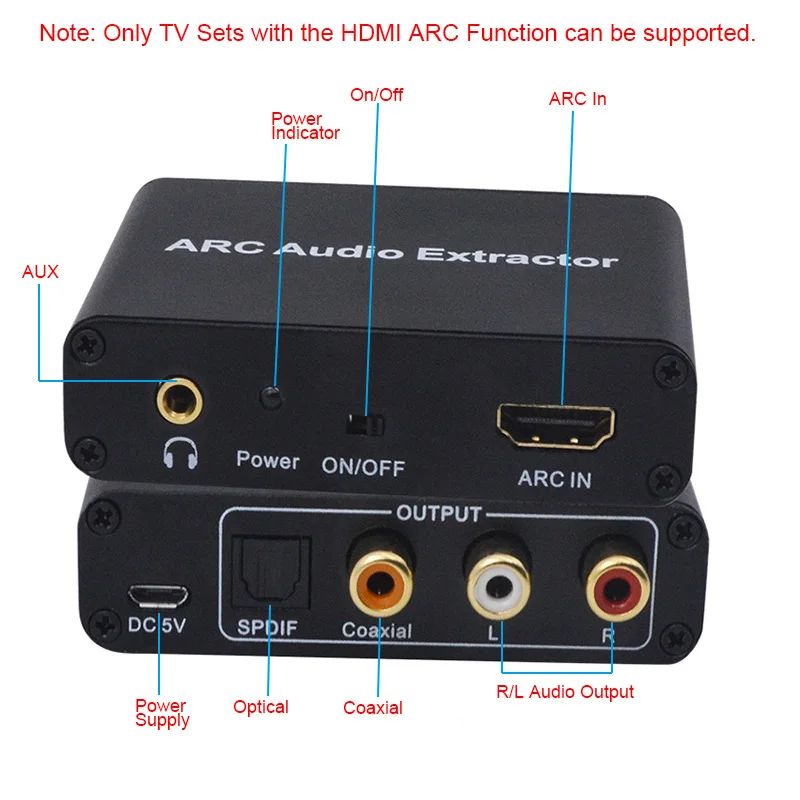 192 кГц ARC аудио экстрактор HD адаптер цифровой в аналоговый преобразователь DAC SPDIF