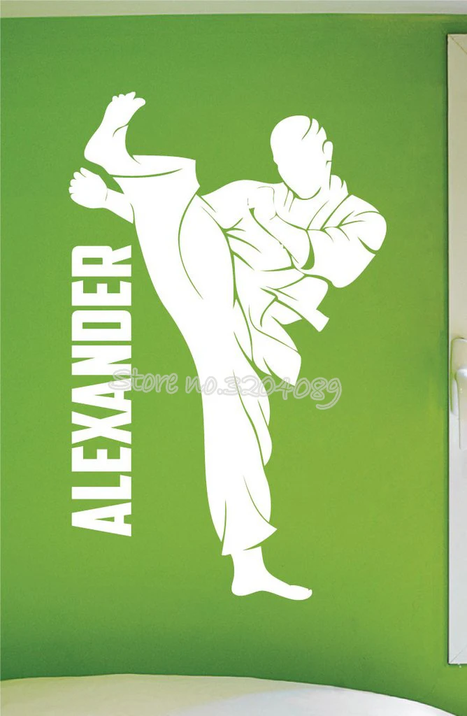 personalized boys martial arts karate wall decal custom Kids name Vinyl Sport Wall Sticker Home Decor Bedroom Mural poster EA644