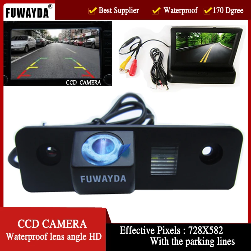 

FUWAYDA Color Car Rear View Camera for SKODA ROOMSTER OCTAVIA TOUR FABIA ,with 4.3 Inch foldable LCD Monitor HD