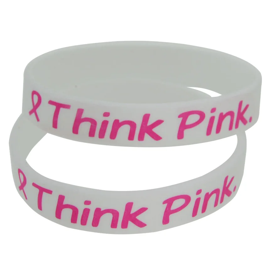 50 шт./лот браслет с принтом логотипа Think Pink|lot lot|lot oflots of bracelets |