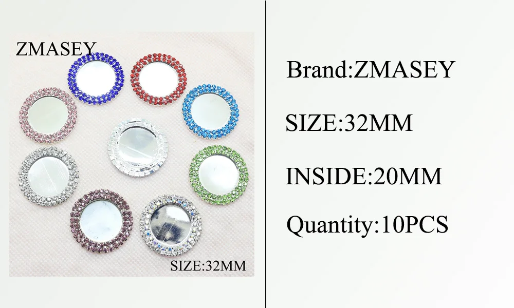 10 шт./пакет 32 мм двухрядные стразы круглые цветные украшения из горного хрусталя