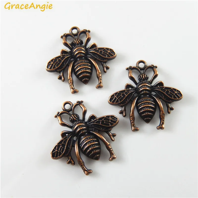 GraceAngie 30 шт. оптовая продажа яркие медные пчелы кулон медный тон сплав очарование