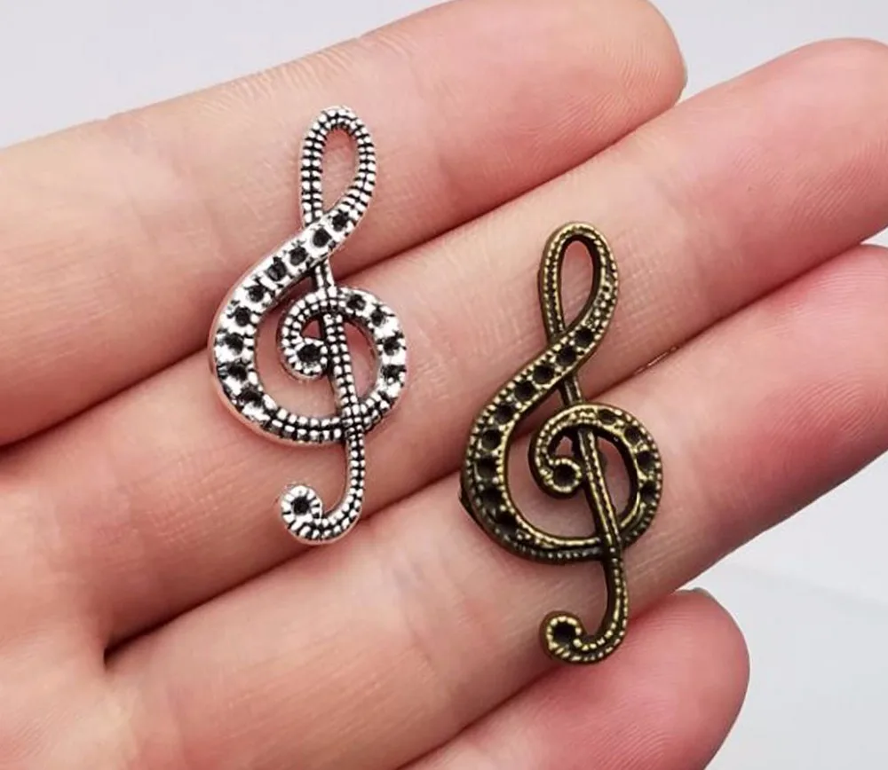 

20pcs/lot--15x33mm, Antique silver plated/bronze plated Musical Note charms,DIY supplies,Jewelry accessories