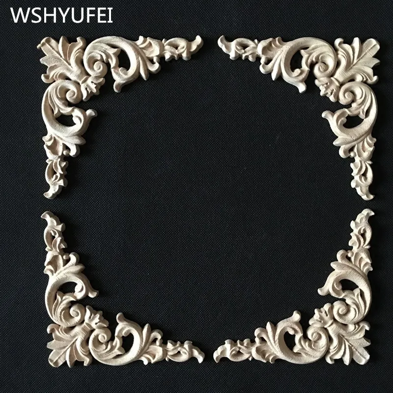 WSHYUFEI цветы резьба по дереву натуральная древесина аппликации для мебели шкафа