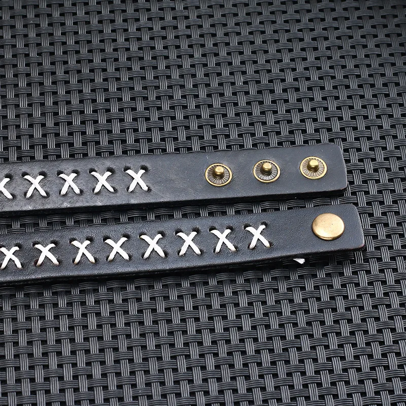 Genuine Leather Bracelet Men Jewelry Punk Gift For Him Fashion X Shape Chic Cuff Bracelets Women Friendship Gifts | Украшения и