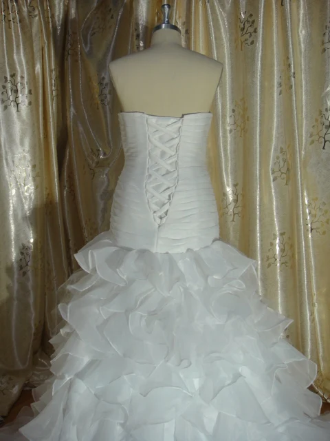 Robe Mariage 2016 индивидуальный заказ Белый/Кот органзы Pleat Бисер Кристалл оборками-line