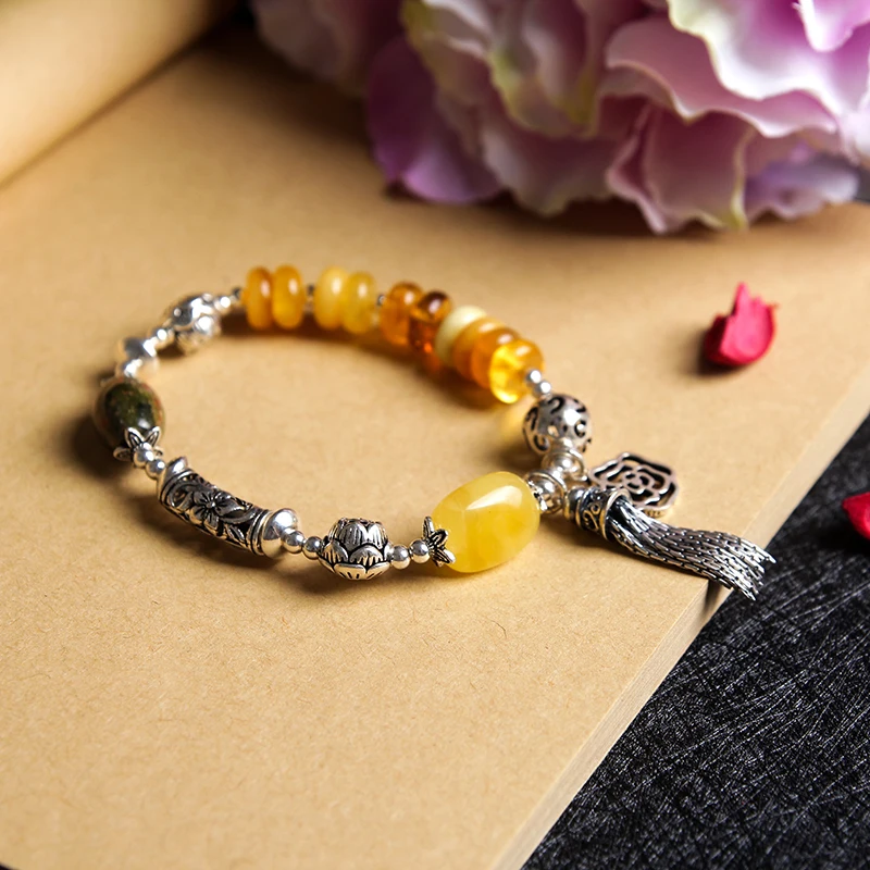 Оригинальный янтарный браслет &quotсделай сам&quot из стерлингового серебра с