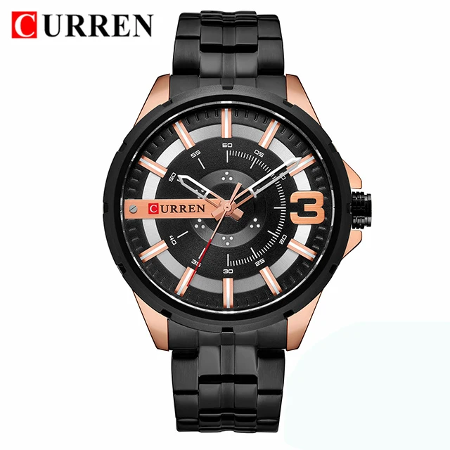 rose gold black Curren Мужские часы Топ бренд Роскошные креативные водонепроницаемые золотые мужские наручные часы из нержавеющей стали бизнес золотые мужские часы - Цвет: rose gold black