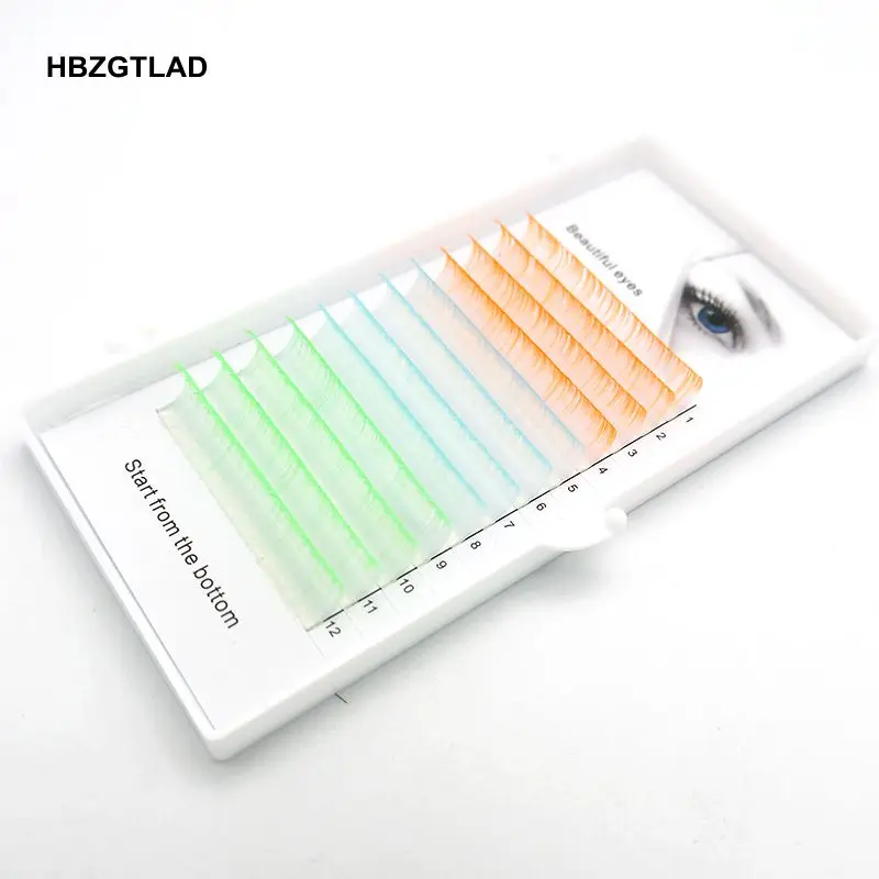 HBZGTLAD Новые C/D локоны 8-15 мм накладные ресницы градиентные синие зеленые оранжевые ресницы индивидуальные цветные ресницы искусственные ресницы для наращивания - Цвет: 01