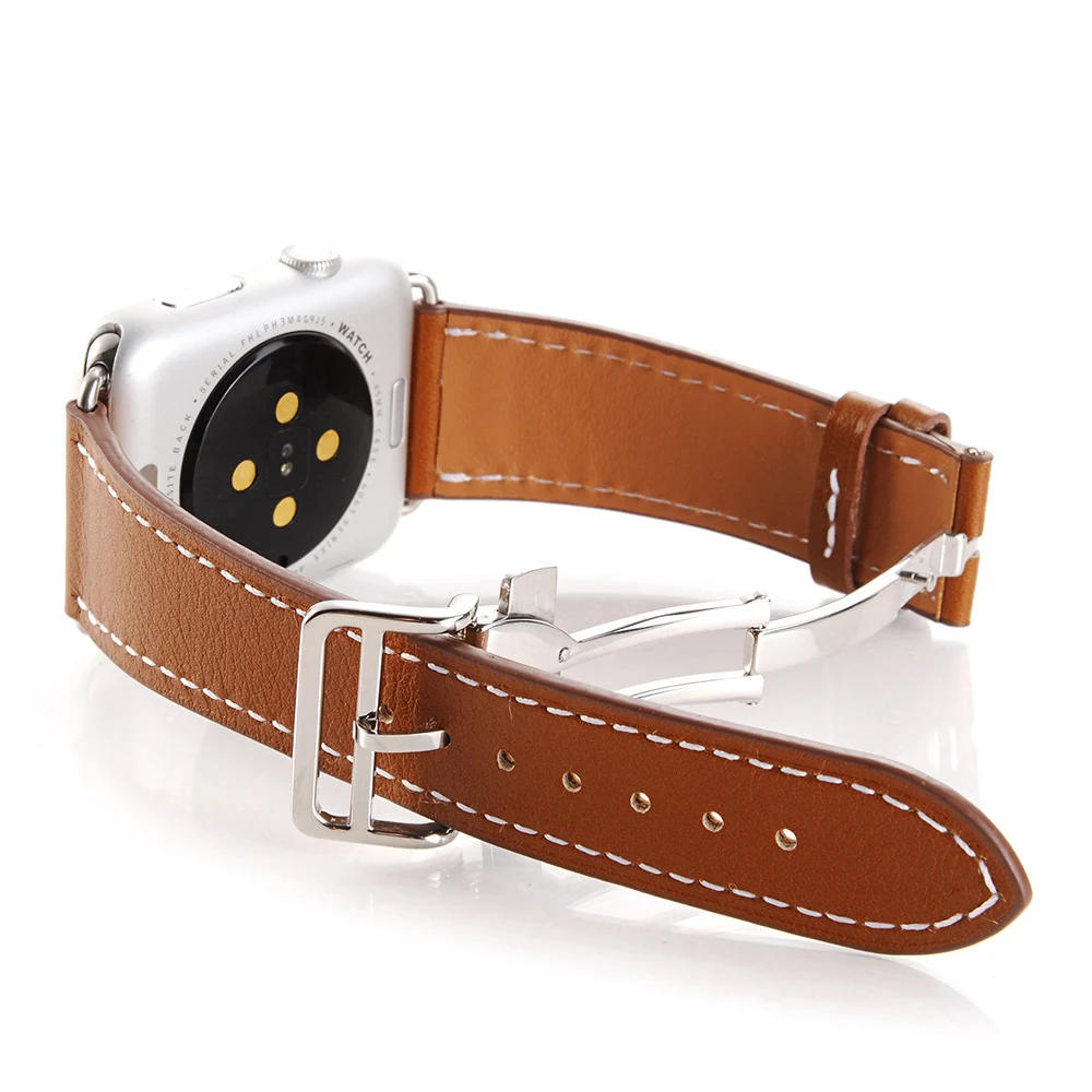 Aivtalk из натуральной кожи часы ремешок для Apple Watch на 42 мм 38 серии 3/2/1 чёрный