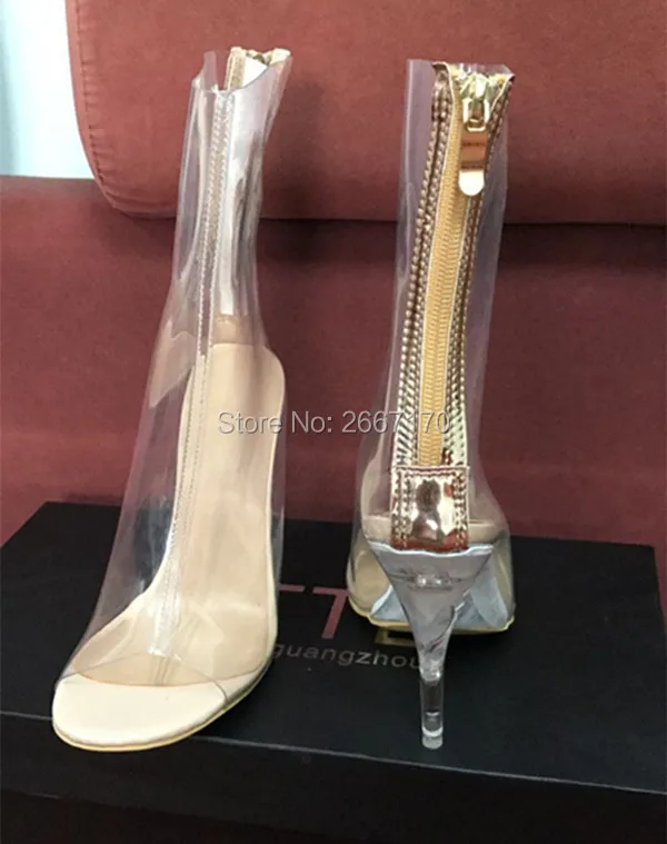 Реальное фото! Новое поступление 2017 брендовые прозрачные ботильоны LTTL на