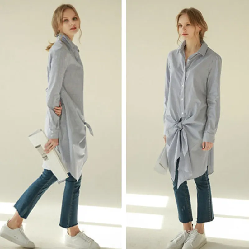 Полосатый Женщин Блузки Досуг Футболка С Длинным 2016 Новый Повседневная Мода