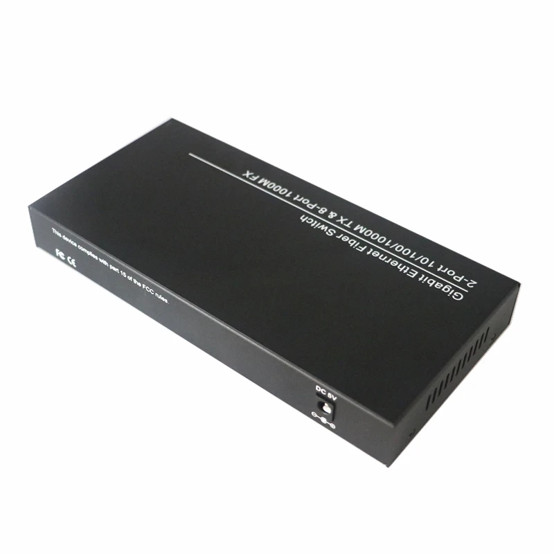 Волоконно-Ethernet-коммутатор SFP с 8 портами и слотом на 2 порта TX RJ45 гигабитный