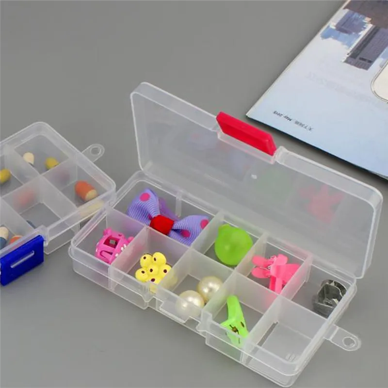 

10pcs Portable 10 Compartments Adjustable Plastic Jewelry Beads Pills Nail Tips Storage Box Case Container Home Supplies