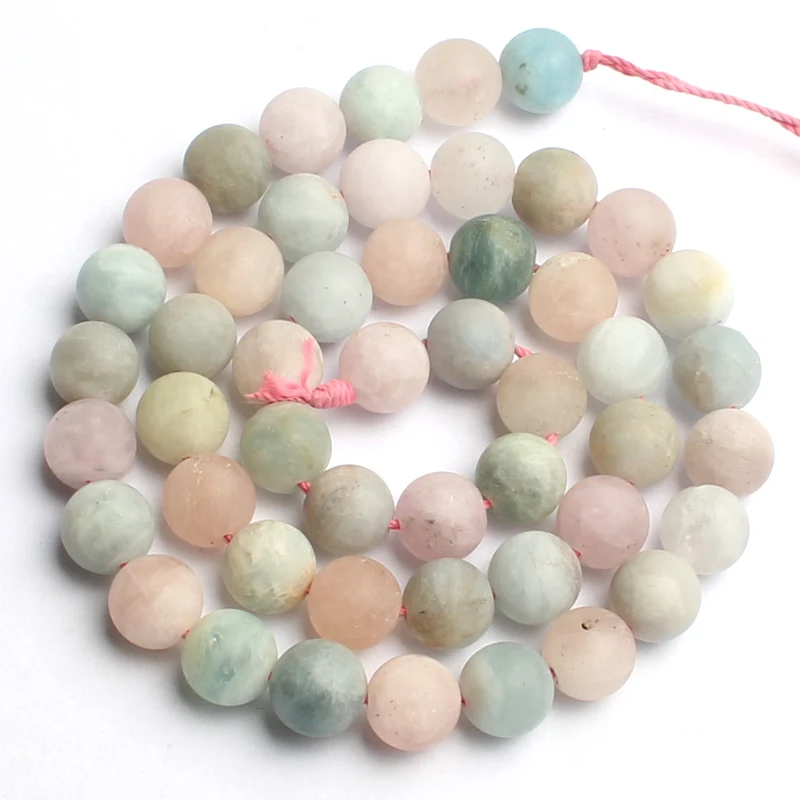 

Natural Stone Beads Dull Polish Matte Morganite Round Beads For Jewelry Making Bracelet 15inches 4/6/8/10/12mm Pick Size