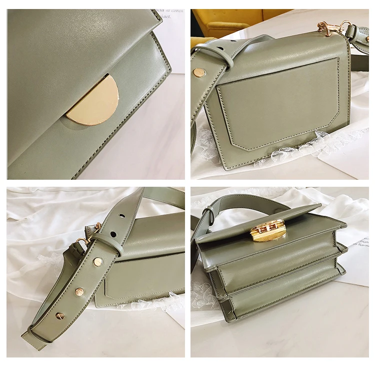 PU Leather Matcha green chain design Crossbody Bags Women Small Chain Handbag small bags Hand Bag Ladies Designer Evening | Багаж и сумки