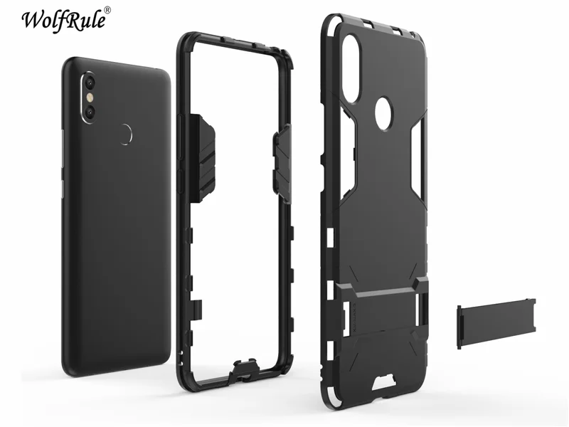 Чехол wolfrole для Xiaomi Mi Max 3 силиконовый + жесткий чехол телефона из ПК с подставкой