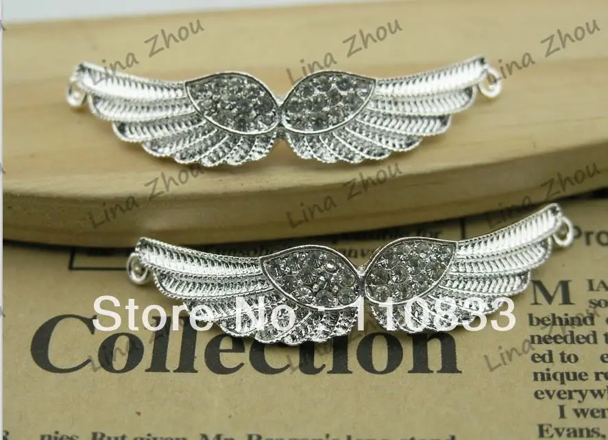 Free Shipping! Wholesales: 10PCS Angel Wings DIY Spacer Pave Connector For Bracelet and Jewelry Makings-Optionally | Украшения и