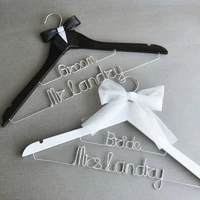 personalized bride and groom hanger set custom wedding hanger engagement gift shower gift mr mrs hangers