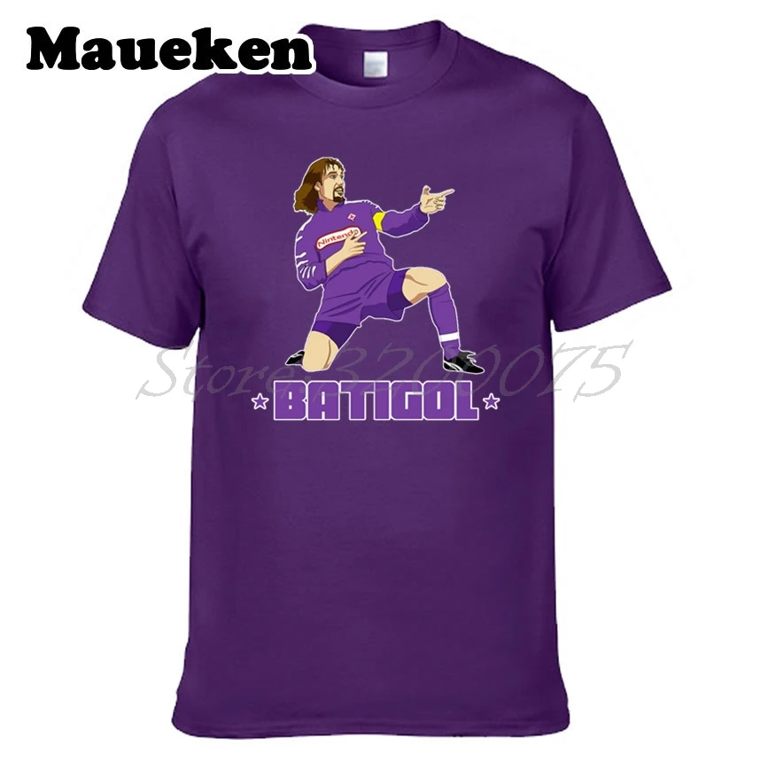 Мужская футболка с круглым вырезом Gabriel Omar Batistuta 9 Fiorentina Legend Captain BATIGAL W17072202|t shirt men|t
