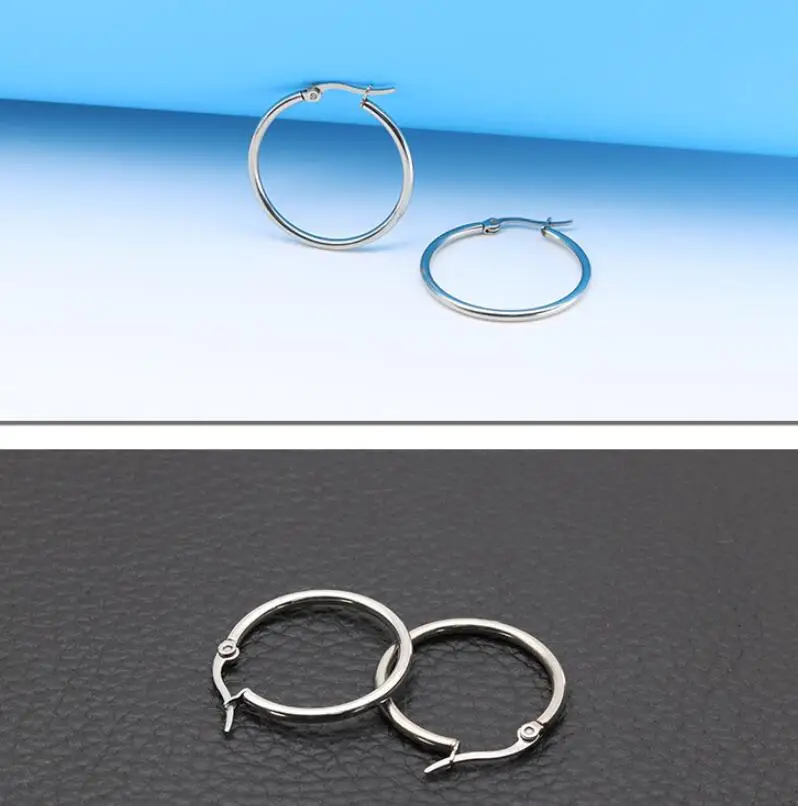 2 Pieces Rose Gold Big Hoop Earrings Punk Love Round Stainless Steel Circle Earring Huggie Jewelry for Women Wedding | Украшения и