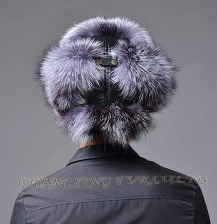CX-C-47C новая 2023 Натуральная мужская зимняя меховая шапка из серебристого лисьего