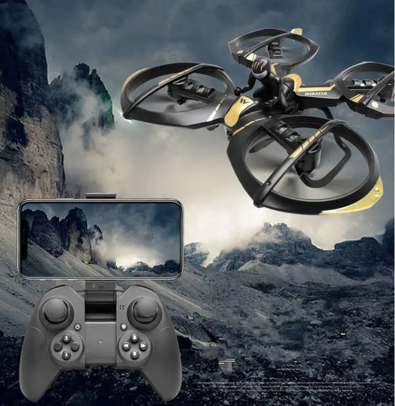 

Новый Wi-Fi FPV Радиоуправляемый Дрон W7 с камерой 720p HD режим удержания высоты без головы один ключ снять или посадки телефон управления игрушка ...