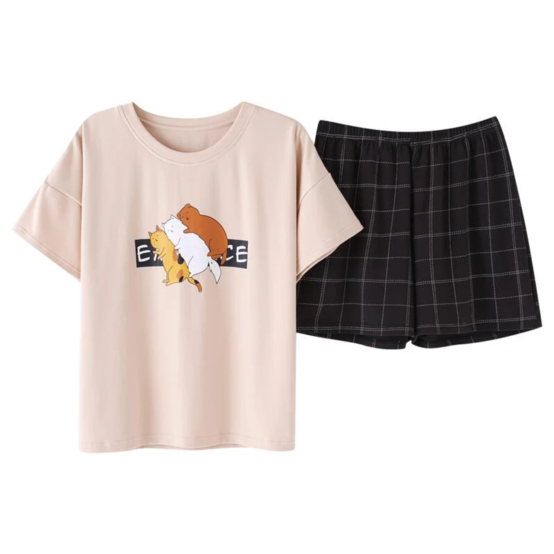 pajama woman summer shorts tops pijama femme Home suit Cotton Sleepwear casual sport home clothes for women pajamas feminino | Женская