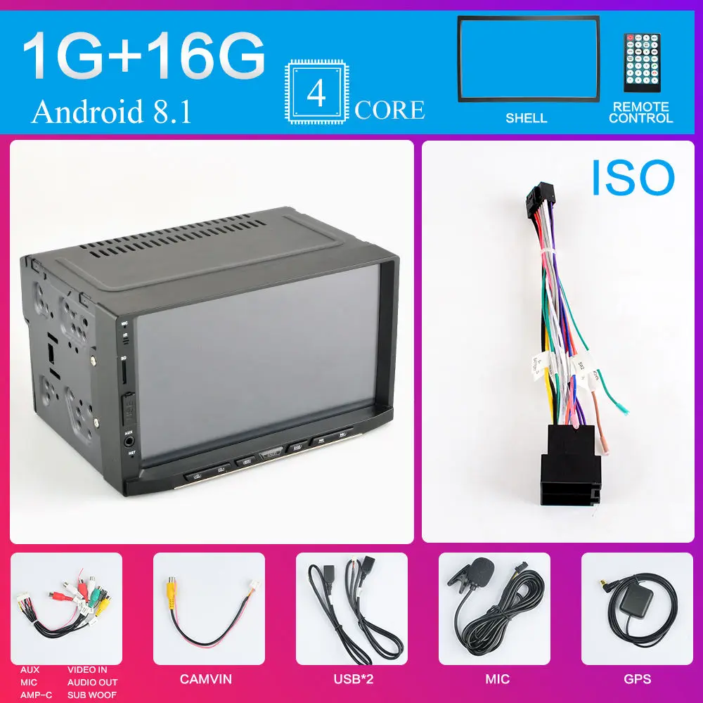 7188B-4-1G-16G-ISO Android 8,1/9,0 2 din Автомобильный Радио мультимедийный плеер gps DAB RDS Wi-Fi без DVD навигации Bluetooth 7 дюймов 2DIN автомобильный встроенный стерео - Цвет: 7188B-4-1G-16G-ISO