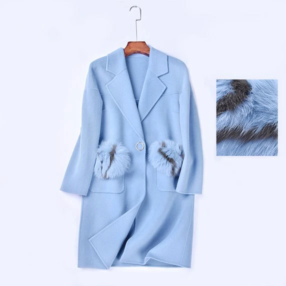 Женское шерстяное пальто с отдел. мехом OFTBUY повседневное из 100% ной шерсти