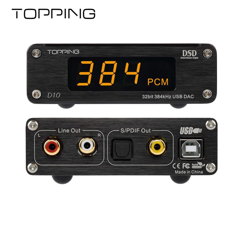 USB DAC Топпинг D10 Настольный Fever Hifi декодер оптического коаксиального волокна DSD256(родного) XMOS(XU208)+ ES9018K2M+ OPA2134 PCM384k