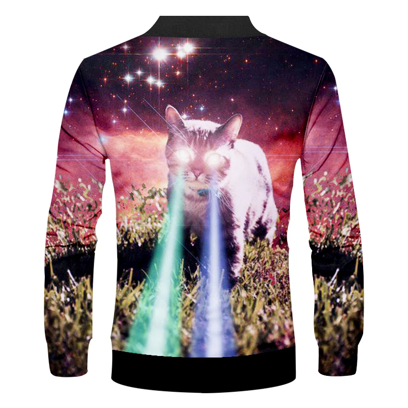 Мужская повседневная куртка OGKB на молнии с забавным принтом галактики и 3d легкие