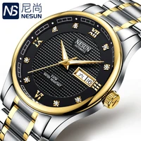 switzerland luxury brand nesun diamond automatic mechanical mens watches dual calendar luminous hands waterproof clock n9121