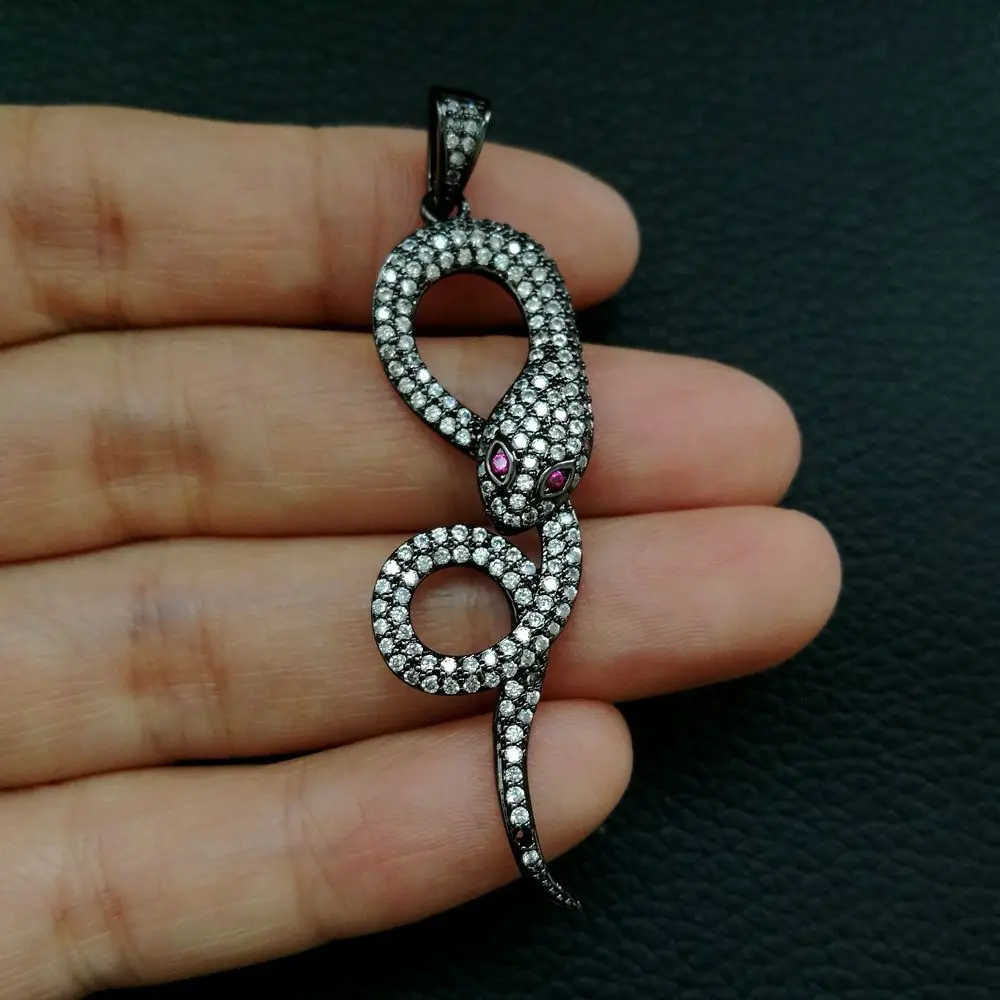 gunmetal clear CP059 1 шт. 15x48 мм CZ микро паве змея кулон ювелирное украшение кулон - Окраска металла: gunmetal clear