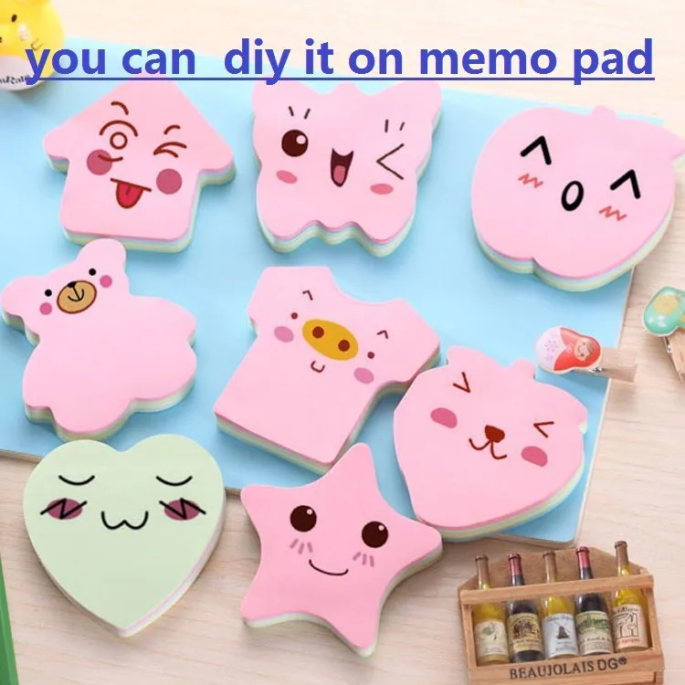Симпатичные kawaii Новинка блокнот липкий Notepaper Примечание звезда «любящее сердце» дом бабочки медведь наклейки канцелярия; школьные принадлежности