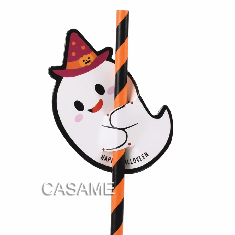 25 шт. Полосатые Бумажные соломинки оранжевые черные полосы для вечеринок на