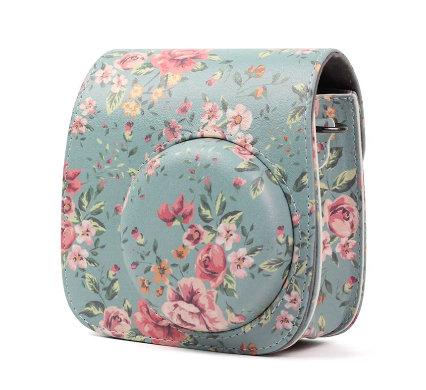 Flower 1 Fujifilm Instax Mini 9 8 сумка для камеры цветы из искусственной кожи Аксессуары для камеры моментальной печати защитная сумка на плечо Чехол - Цвет: Flower 1