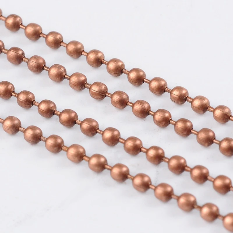 Red Copper Pandahall 100 м/Шариковые цепочки с катушкой для самодельных ювелирных аксессуаров изготовление браслета ожерелья Размер: 2 мм в диаметре - Цвет: Red Copper