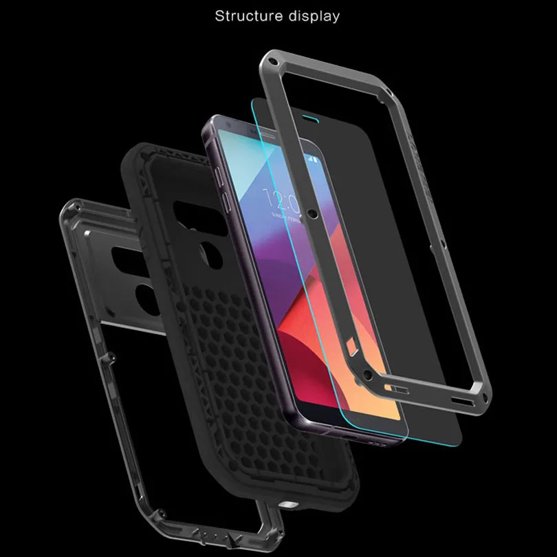 Чехол для LG G6 G5 G4 G3 V20 V10 Оригинал LOVE MEI алюминиевый металл + стекло Gorilla Shock Drop