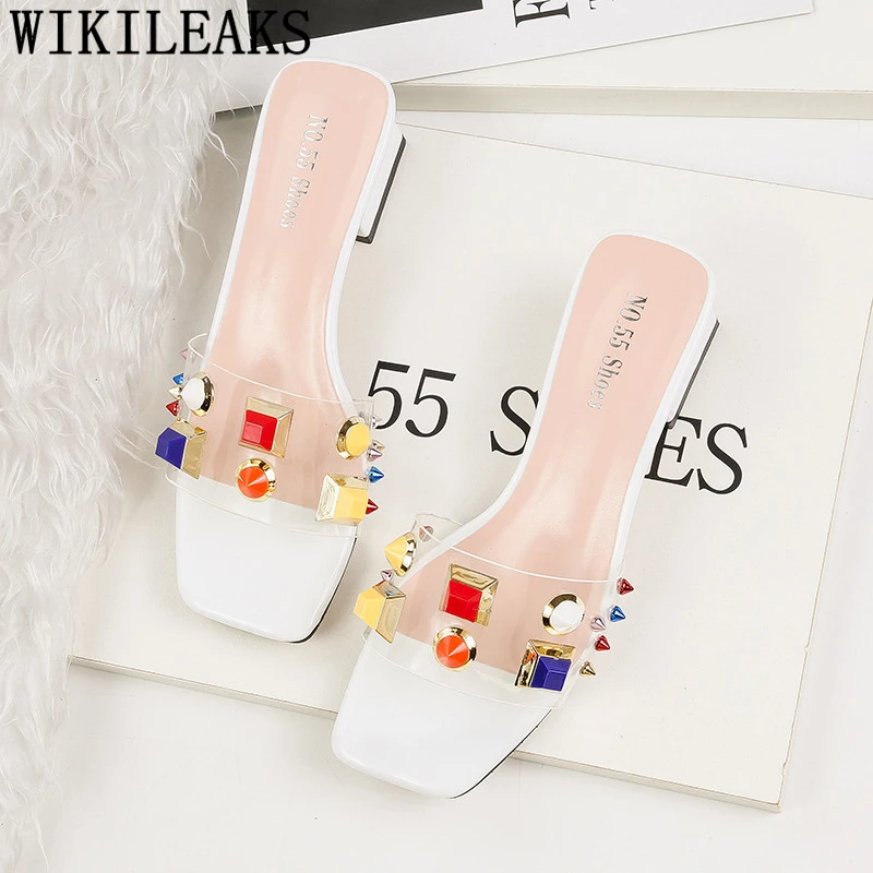 Прозрачные сандалии женские тапочки на прозрачном каблуке Роскошные Тапочки