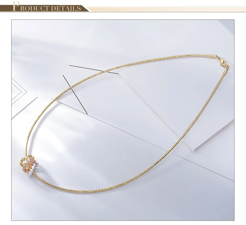 Viennois Light Gold Color Austrian Rhinestone Pendent Necklace For Women Fashion Choker Necklace Party Jewelry