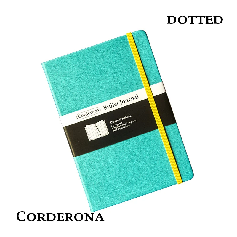 Turquoise Блокнот в горошек с твердой обложкой A5 PU Bullet и эластичным ремешком для путешествий, блокнот в горошек, блокнот Bujo, блокнот с острым носком - Цвет: Turquoise