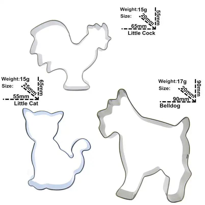 Форма для вырезания печенья в виде собаки кошки курицы 3 шт. инструменты выпечки