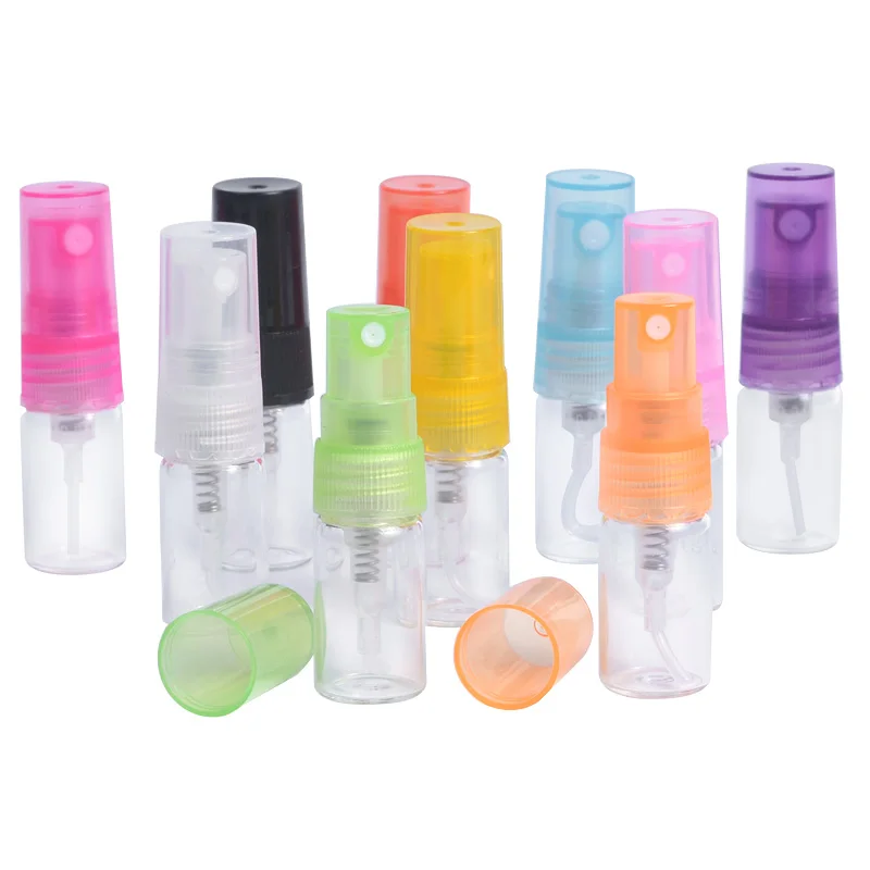 

MUB -10 pcs 2ml Clear Glass Refillable Perfume Bottles Atomizer Plastic Pump Mini Parfum Sprayer Empty Cosmetic Container Vials