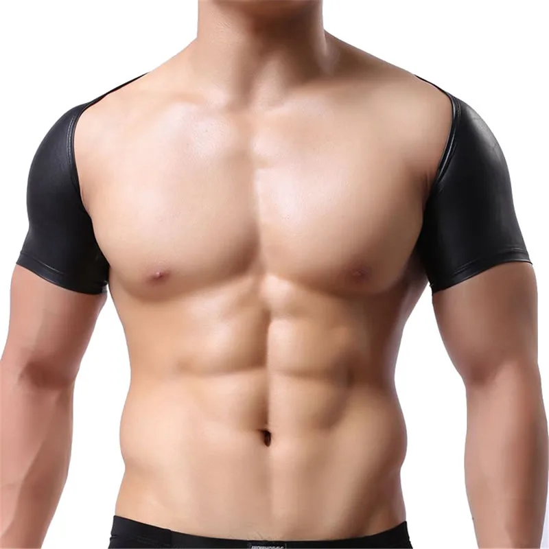 

Искусственная кожа, мужские сексуальные ремни на грудь, мужские кроп-топы для фитнеса, искусственная кожа, пикантная Клубная одежда, сексуа...